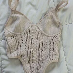 Garage Cream Knit Crop Top